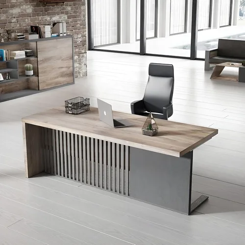 Miniatura 8 de Escritorio de oficina ejecutivo moderno de 63 pulgadas, escritorio para computadora para oficina en casa, muebles de negocios, estación de trabajo