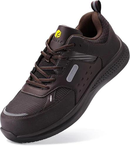 FitVille Zapatos de punta de acero extra anchos para hombres, zapatos de trabajo con punta compuesta para hombres, resistentes al agua,