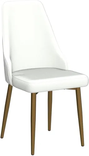 Miniatura 4 de Montary Juego de 2 sillas de comedor, modernas sillas de piel sintética color blanco crema con patas de metal dorado y respaldo ergonómico para sala