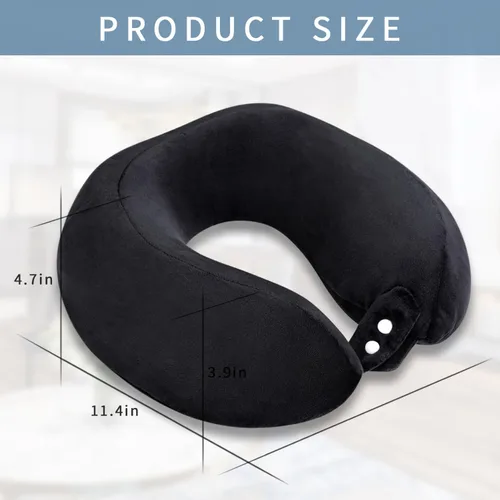 Miniatura 5 de Almohada de cuello de espuma viscoelástica para el cuello de avión con funda de terciopelo, almohada suave de avión para dormir, almohada de viaje