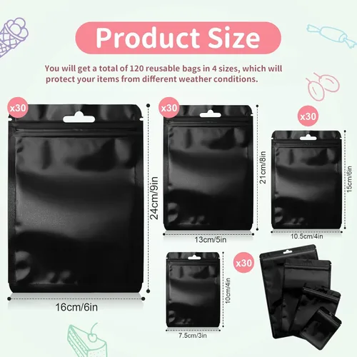 Miniatura 2 de Zonon 120 bolsas resellables para pequeñas empresas de 3 x 4 pulgadas, 4 x 6 pulgadas, 5 x 8 pulgadas, 6 x 9 pulgadas, bolsa sellable