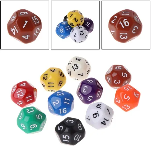 Miniatura 3 de Juego de 10 dados poliédricos D16 para Calabozos y Dragones de 16 caras