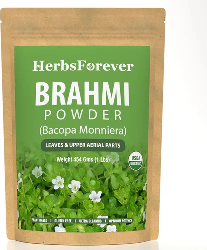 HerbsForever Brahmi Powder – Bacopa Monnieri – Apoya la concentración I de concentración I Alerta – Sin OMG, orgánico, vegano – 230 GMS