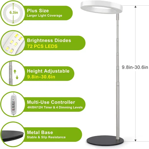 Miniatura 3 de LORDEM Luz de crecimiento, luz LED para plantas de interior, lámpara de crecimiento de escritorio de espectro completo con temporizador automático