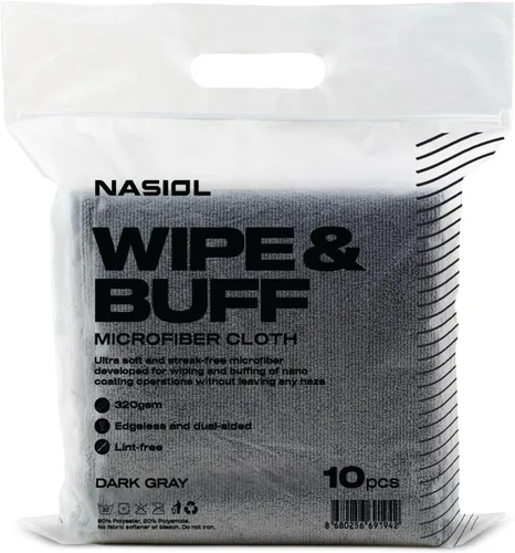 Nasiol Wipe&Buff - Paño de limpieza de microfibra y revestimiento de cerámica, profesional, altamente absorbente, sin pelusa ni manchas, sin bordes,