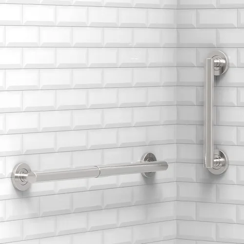 Miniatura 7 de Barra de agarre compatible con ADA, soporte de peso de 500 libras para seguridad en el baño (30,5 cm, níquel cepillado)