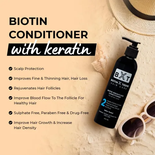 Miniatura 5 de Biotin X Treme - Acondicionador natural para el crecimiento del cabello con biotina y queratina para adelgazar el cabello, fortalece, suaviza