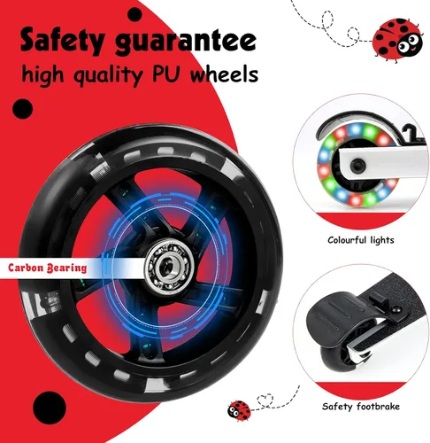 Miniatura 5 de HONEY JOY Maleta de scooter para niños, equipaje de mano de 18 pulgadas con ruedas LED iluminadas, carcasa impermeable y mango retráctil, maleta