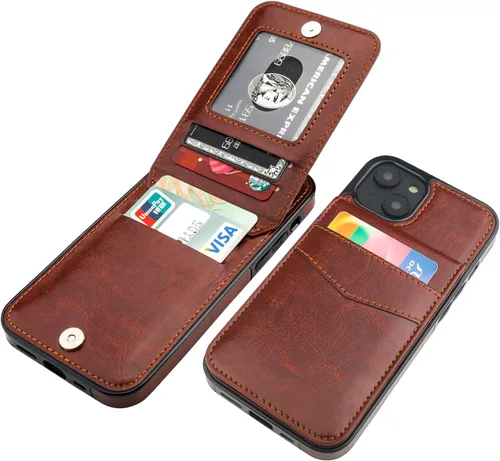 Miniatura 29 de KIHUWEY Compatible con iPhone 14 Funda Cartera con Soporte para Tarjeta de Crédito, Tapa de Cuero Premium con Cierre Magnético Soporte Funda