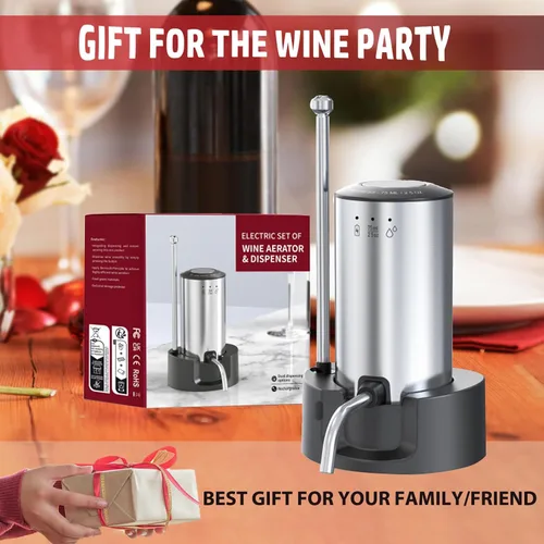Miniatura 6 de Vinflow - Decantador eléctrico para vino, decantador de vino eléctrico recargable con vertedor, boquilla de aireador de vino medido con base y modos