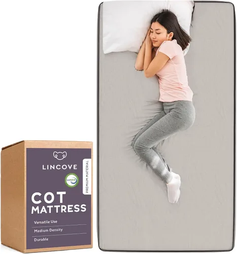 Miniatura 3 de Lincove Colchón de espuma prémium de 5 pulgadas de grosor con funda de tela duradera, mide 30 x 74 pulgadas, ideal para caravana, cuna, dormitorio