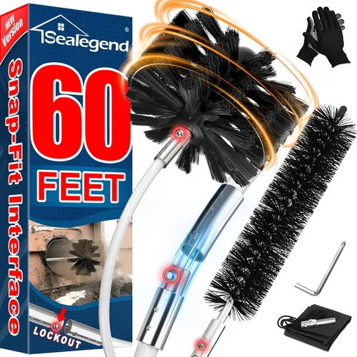 Miniatura 10 de Sealegend - Kit de limpieza para tubo de ventilación de secadora de 15 pies/Removedor de pelusa/Cepillo flexible actualizado de enganche rápido