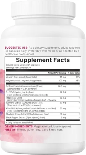 Miniatura 6 de Micro Ingredients Saffron+ Advanced Supplements, 60 cápsulas vegetarianas – 10 en 1 con extracto de azafrán, vitamina C soluble en grasa de alta