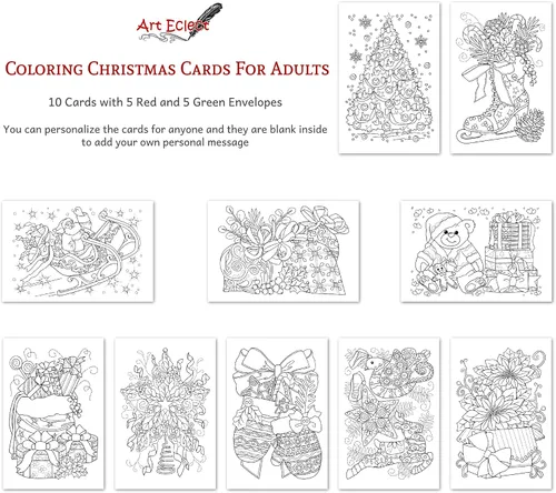 Miniatura 5 de Tarjetas de Navidad para colorear para adultos y niños