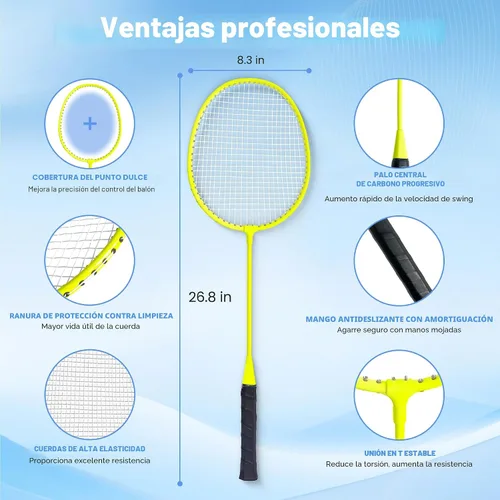 Miniatura 4 de Juego de bádminton, sistema portátil antiempañamiento para exteriores, red duradera oficial de 20 x 5 pies, fácil de instalar, con 4 raquetas, 3
