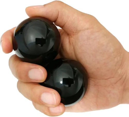 Miniatura 2 de Top Chi Bolas Baoding de obsidiana negra con bolsa de transporte para terapia de manos, ejercicio y alivio del estrés (grande, 1.9 pulgadas)