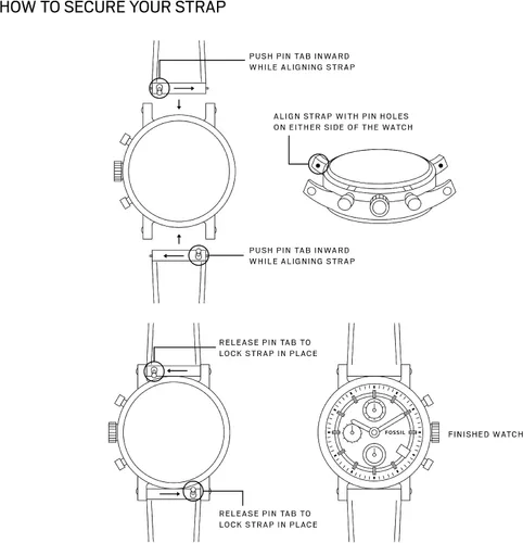 Miniatura 7 de Fossil - Correa de reloj intercambiable de silicona y acero inoxidable