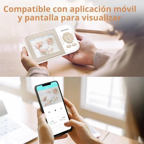 Miniatura 5 de ebemate Cámara Monitor de Video para Bebé con Pantalla LCD de 2.8" Video y Audio Visión Nocturna Sin Resplandor, Audio Bidireccional Cámara