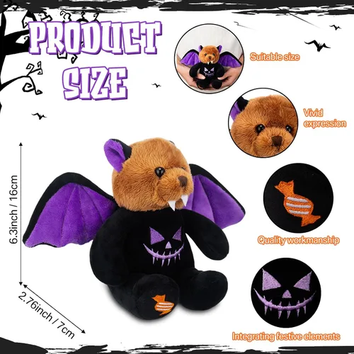 Miniatura 2 de HyDren 2 piezas de oso de peluche de Halloween de oso de felpa suave con disfraz temático de Halloween, bonito juego de felpa para decoración