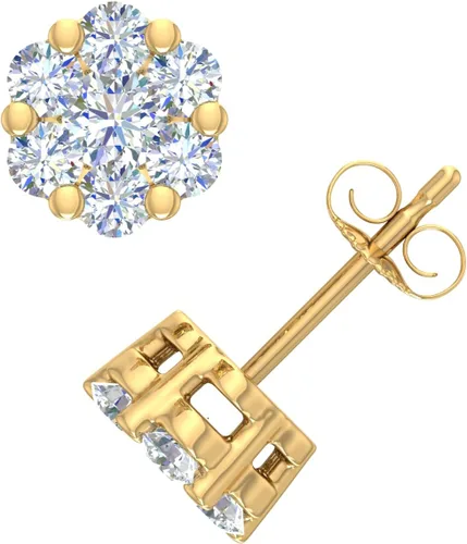Miniatura 2 de Aretes de diamantes en racimo de 14 a 1 quilate en oro de 10 quilates o platino 950
