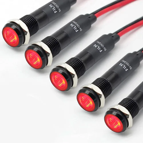 Miniatura 12 de 5 piezas 8 mm (5/16'') luz indicadora LED Luz indicadora 110V 120V lámpara piloto de metal Aluminio negro anodizado impermeable ip67 Luz de señal