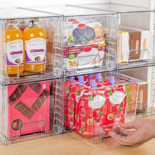 Miniatura 6 de Vtopmart Paquete de 4 cajones grandes apilables de almacenamiento, fácil de montar, organizadores de acrílico para debajo del fregadero del baño