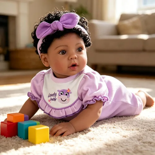 EKOKIZ Muñeca bebé Reborn de 18", bebé afroamericana recién nacida, niña realista con extremidades articulables, cuerpo con peso y características