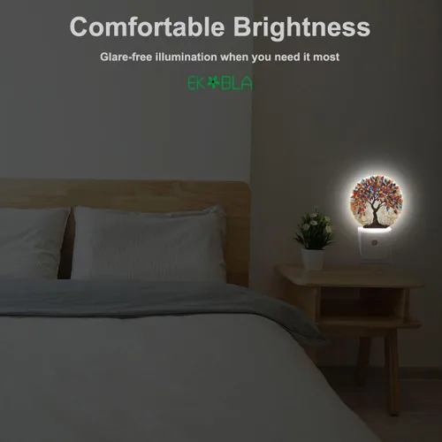 Miniatura 4 de EKOBLA Luz nocturna de árbol de estaciones coloridas enchufable, luz nocturna LED multicolor con sensor automático del atardecer al amanecer