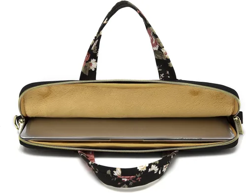Miniatura 5 de kayond - Bolsa de hombro resistente al agua con patrón de rosa negra para laptop de 12 y 13 pulgadas, funda para laptop de hombro tipo bandolera