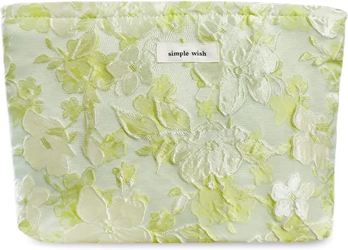 STARDW Bolsa de maquillaje estética floral para mujeres y niñas, bolsa de aseo de viaje con cremallera de gran capacidad, bolsa organizadora de