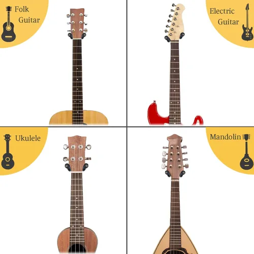 Miniatura 8 de Soporte de pared para guitarra, 2 unidades, colgador de guitarra de madera de nogal negro, soporte de pared para guitarra en forma de U, soporte