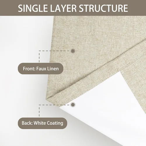 Miniatura 5 de ChadMade Pinch - Cortina plisada de lino sintético de 26 x 63 pulgadas, opaca con aislamiento térmico, 1 panel, cortina neutra de ahorro de energía