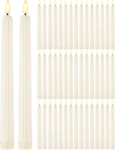Miniatura 9 de Funtery - 48 piezas de velas LED cónicas sin llama de 11 pulgadas, velas parpadeantes que funcionan con pilas, en masa para Navidad, iglesia, boda