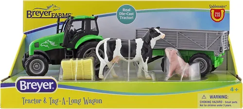 Miniatura 4 de Breyer Horses Breyer Farms - Juego de tractor y vagón Tag-a-Long 5 pulgadas de alto x 11 pulgadas de largo x 4 pulgadas de profundidad Incluye
