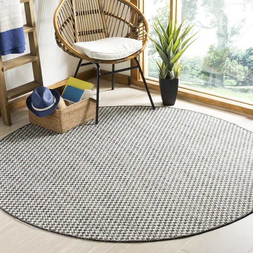 Miniatura 59 de SAFAVIEH Alfombra lavable al aire libre Courtyard Collection - 6'7" x 9'6", azul claro y gris claro, no desprende pelusa y fácil limpieza, ideal