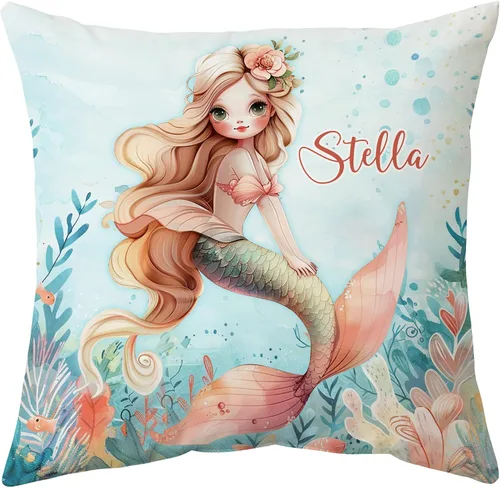 Miniatura 13 de Hyturtle Bonita almohada de sirena personalizada (inserto incluido) – Regalos para niñas, mujeres, niños – Regalos de cumpleaños para amantes