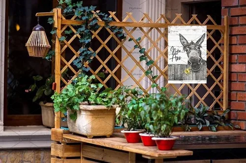 Miniatura 7 de Letrero de metal para pared de baño, diseño de girasol con diseño de burro divertido para baño, decoración de pared de baño, bonito culo, granja
