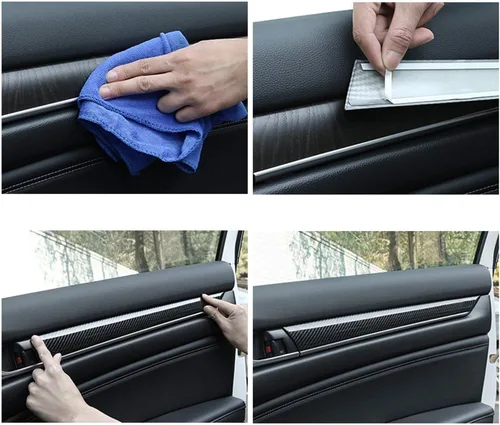 Miniatura 5 de x xotic tech Tira de cubierta de moldura de panel de puerta lateral interior, patrón de fibra de carbono, compatible con Honda Accord Sedan 10ª