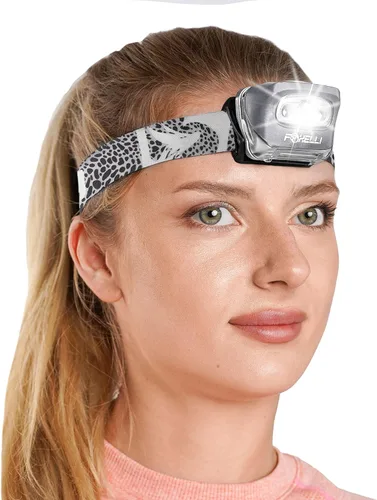Miniatura 9 de Foxelli Linterna de Cabeza LED para Adultos y Niños, para Correr, Acampar, Hacer Senderismo, Faro de Cabeza con Luz Blanca y Roja, Diadema Cómoda