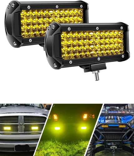 Miniatura 11 de 2 piezas de cápsulas LED de 4.5 pulgadas, 50 W, 4,550 lm, luces cúbicas con luz DRL ámbar, foco de conducción, luz de trabajo todoterreno, luces