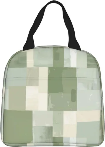 Miniatura 25 de Lonchera con diseño a cuadros azules aislada, bolsa térmica para almuerzo para adultos, niños, niñas, mujeres, oficina, trabajo, escuela, picnic