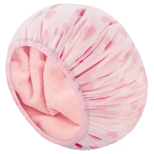 Miniatura 15 de Auban Gorro de ducha, gorro de ducha para mujer, forro de tela de rizo, EVA, exterior, reutilizable, doble capa, impermeable, gorra de baño grande