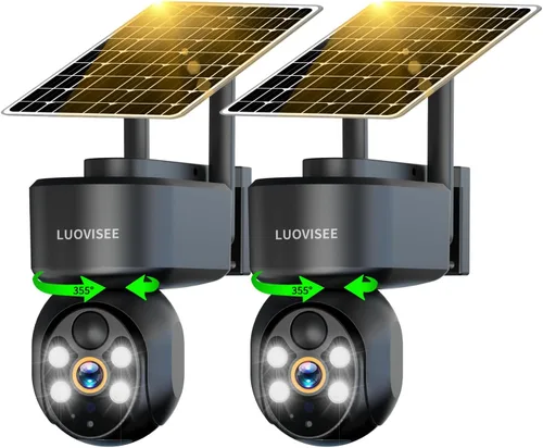 Miniatura 10 de Luovisee Cámara de seguridad solar 2K inalámbrica para exteriores, cámaras WiFi para seguridad del hogar alimentadas por batería, compatible