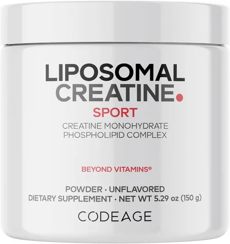 Codeage Suplemento en polvo de creatina liposomal, monohidrato de creatina pura de 5000 mg, antes del entrenamiento y después de los entrenamientos,