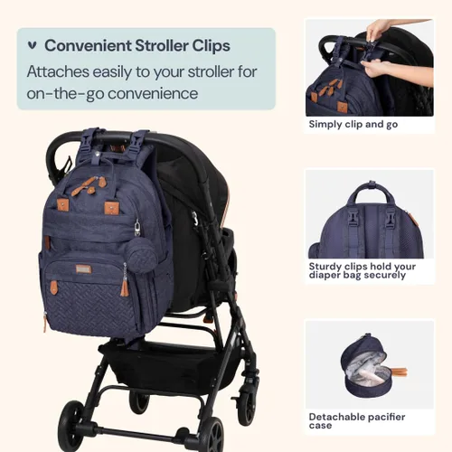 Miniatura 106 de BabbleRoo - Mochila para pañales - Bolso de viaje con artículos esenciales para bebés - Mochila multifunción resistente al agua, bolso de viaje