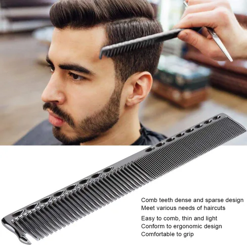 Miniatura 4 de Peines de peluquería de metal, peines profesionales de acero inoxidable para peluquería, peine desenredante (negro)