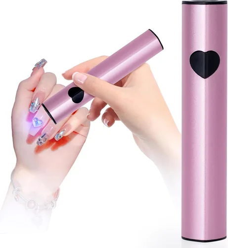 Linssy Luz UV de mano de 10 W para uñas de gel, mini lámpara de uñas con USB recargable para esmalte de gel, arte de uñas 3D y uso doméstico (rosa)