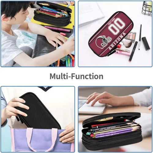 Miniatura 6 de Estuche para lápices Arizona, caja de lápices con nombre y número personalizados, estuche personalizado de estilo de fútbol, estuche de bolígrafo