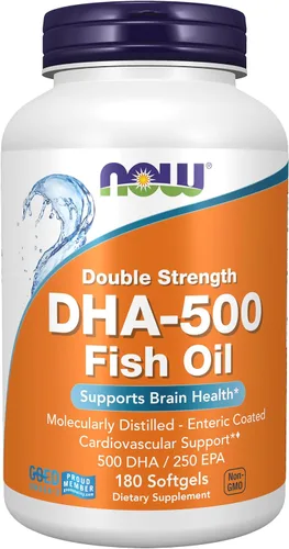 Miniatura 9 de NOW Foods Suplementos, DHA-500 con 250 EPA, destilado molecularmente, apoya la salud cerebral*, 90 cápsulas blandas