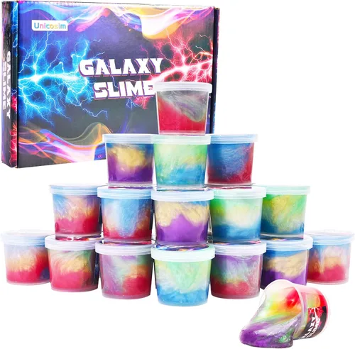 Masilla de slime para fiestas infantiles, paquete de 24 unidades de slime de galaxia, slime de cristal para bolsa de regalos, juguetes para aliviar